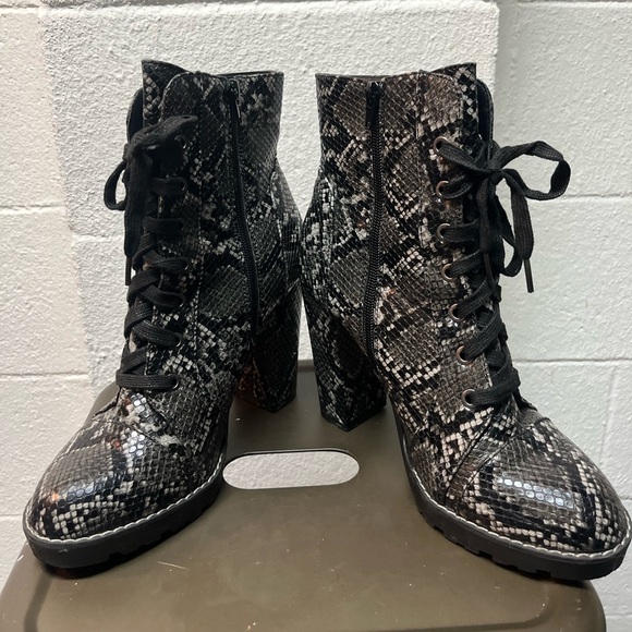 Call It Spring Black and Gray Lace Up Boots - Picture 6 of 10